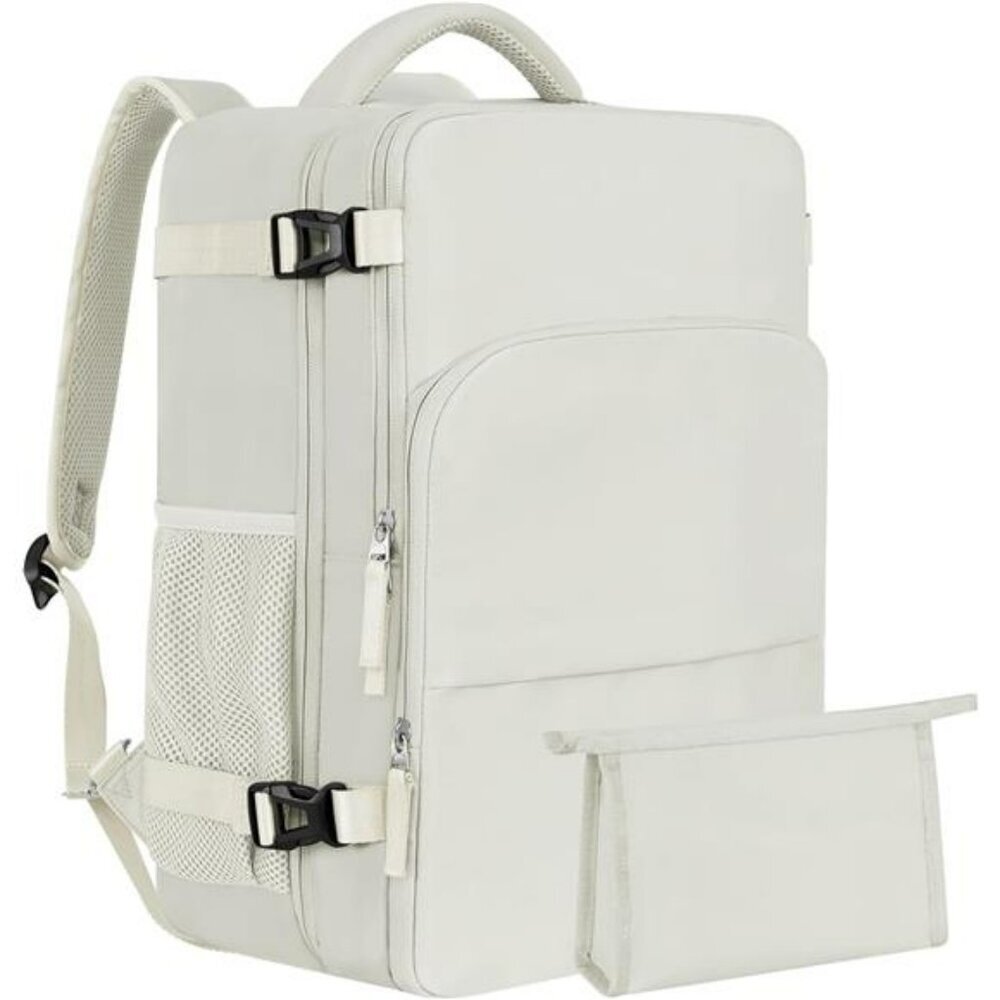Airline approved large travel backpack carry on personal item bag for women beig